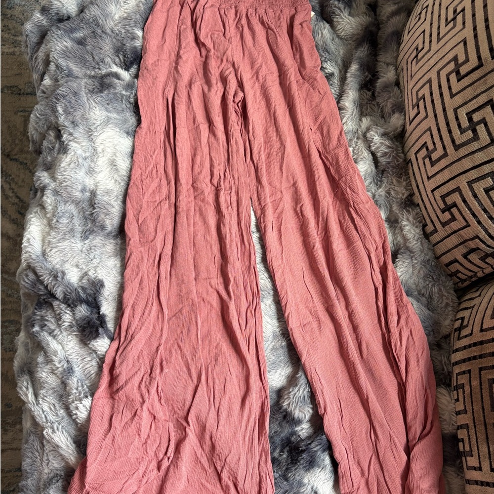 Rewash Pink Wide Leg Pants with Relaxed Fit